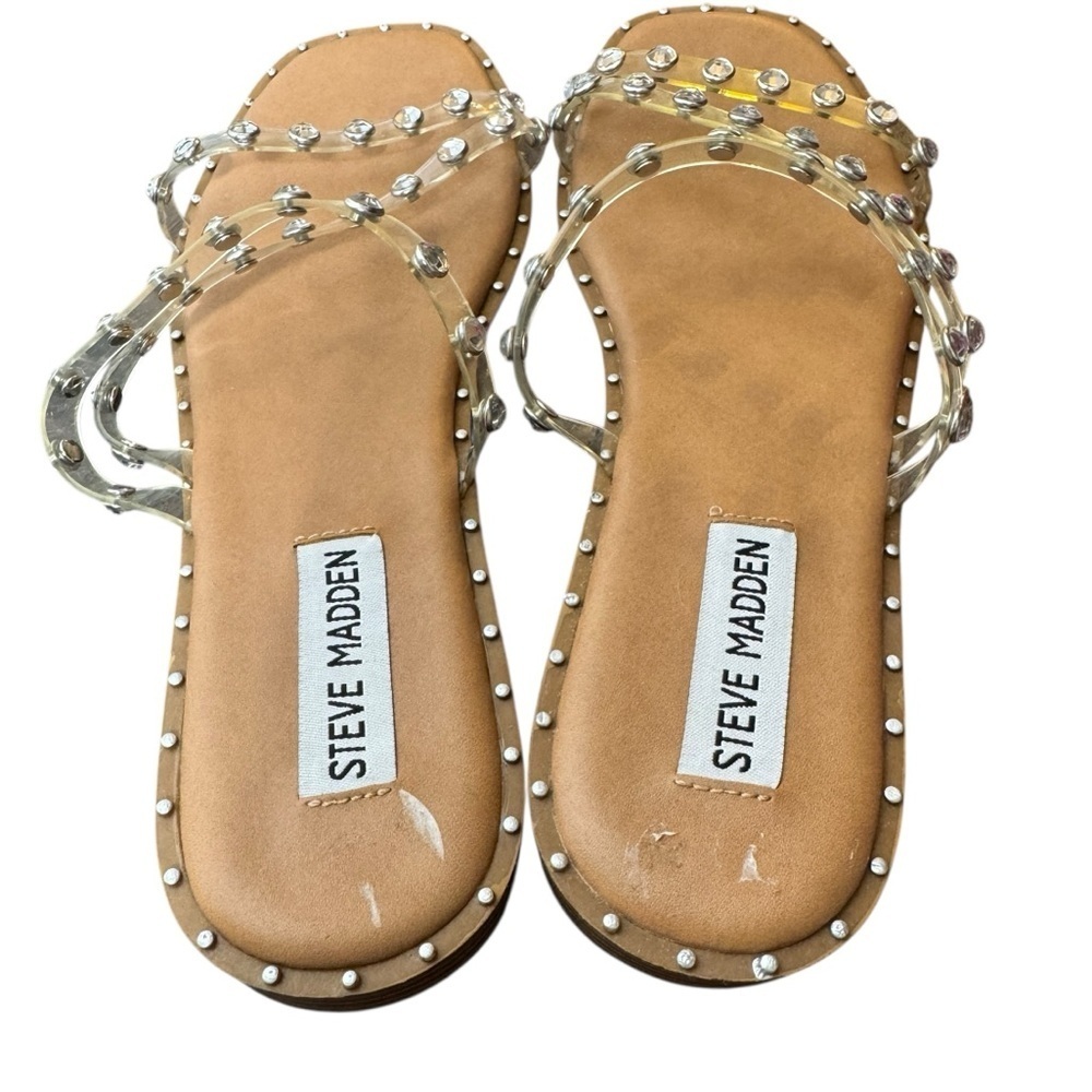 NEW Steve Madden Skyler Studded Clear Strappy Sandals, Size 8 - Picture 5 of 6